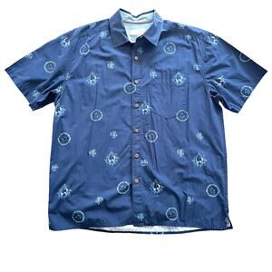 Territory Ahead Men's Cotton Poplin Shirt Short Sleeve L Ocean Blue Jellyfish